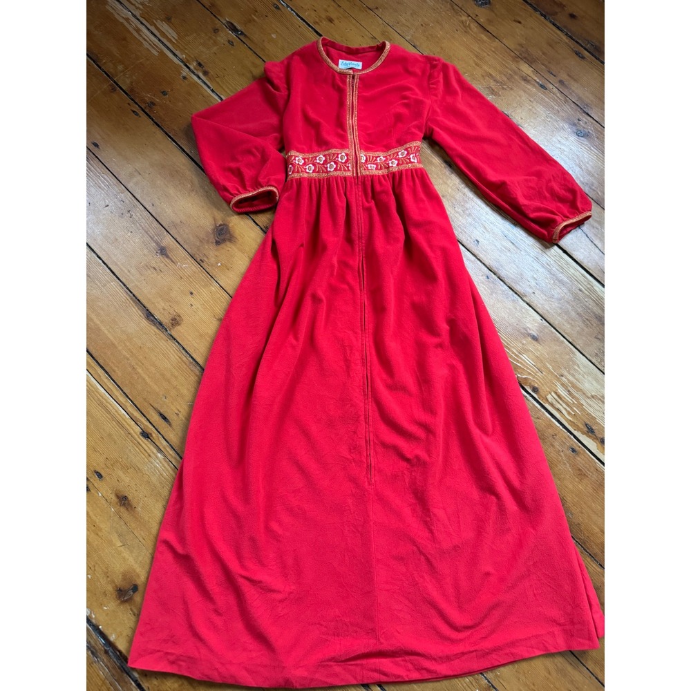 Vintage 70's Gold Embroidered Robe/ Lounge Dress Sz S/M
